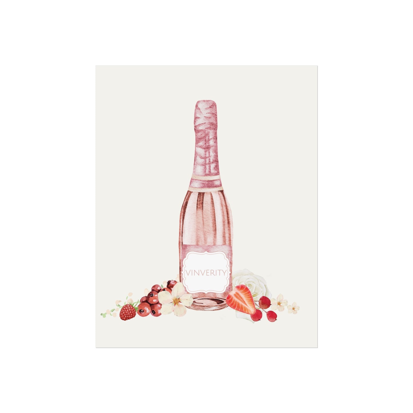 Wine Art Poster "Rosy Bubbs"