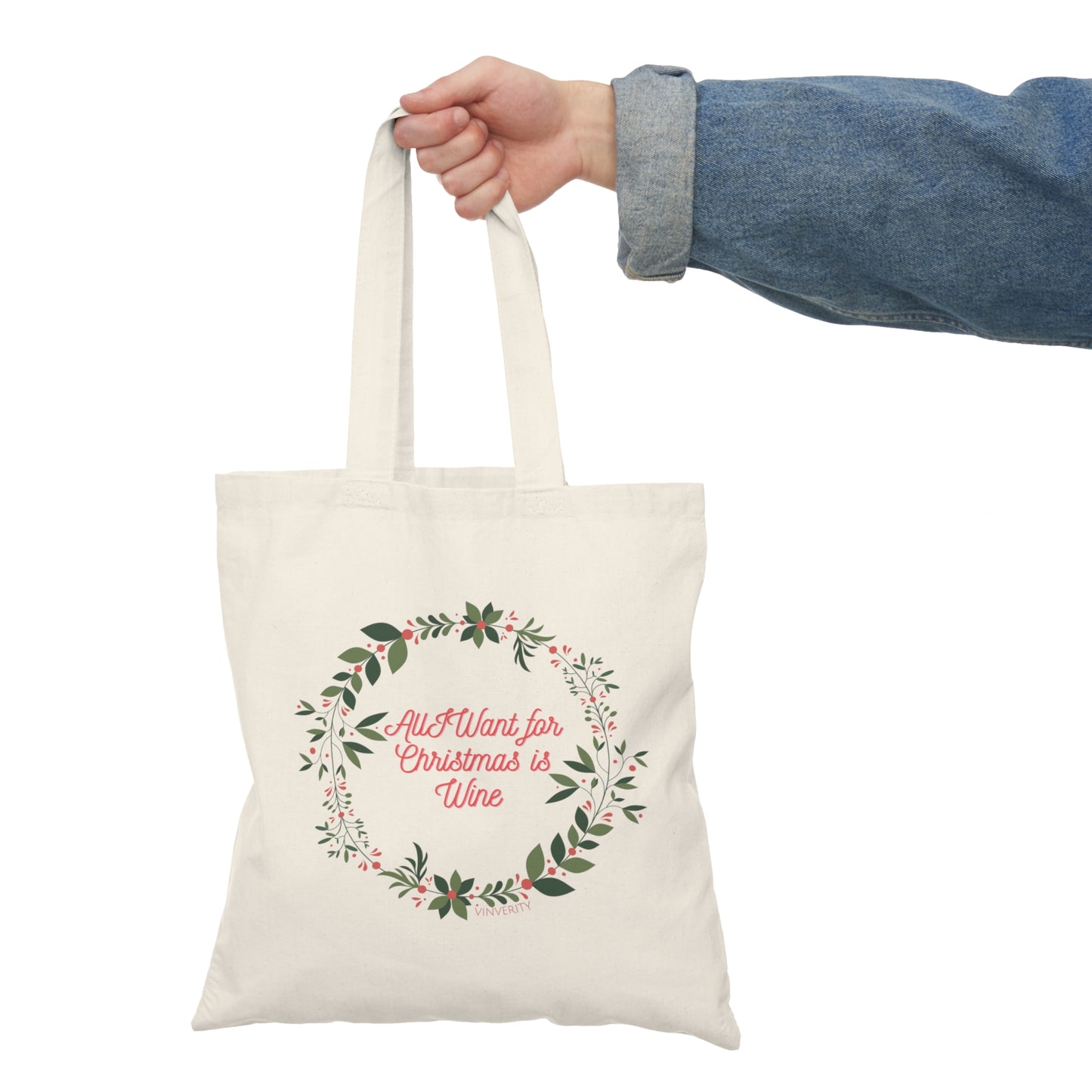 Holiday Tote Bag – “All I Want for Christmas is Wine” | Eco-Friendly, Reusable, VINVERITY Design