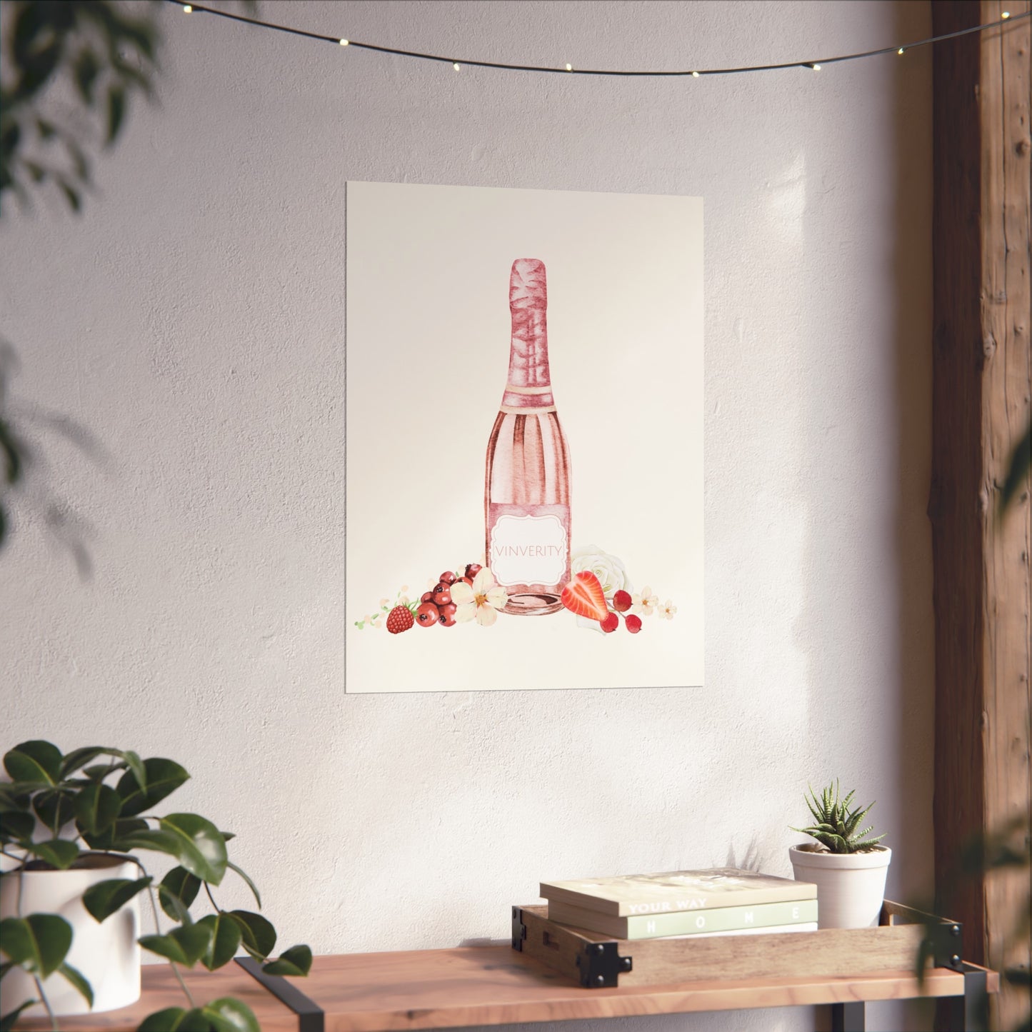 Wine Art Poster "Rosy Bubbs"