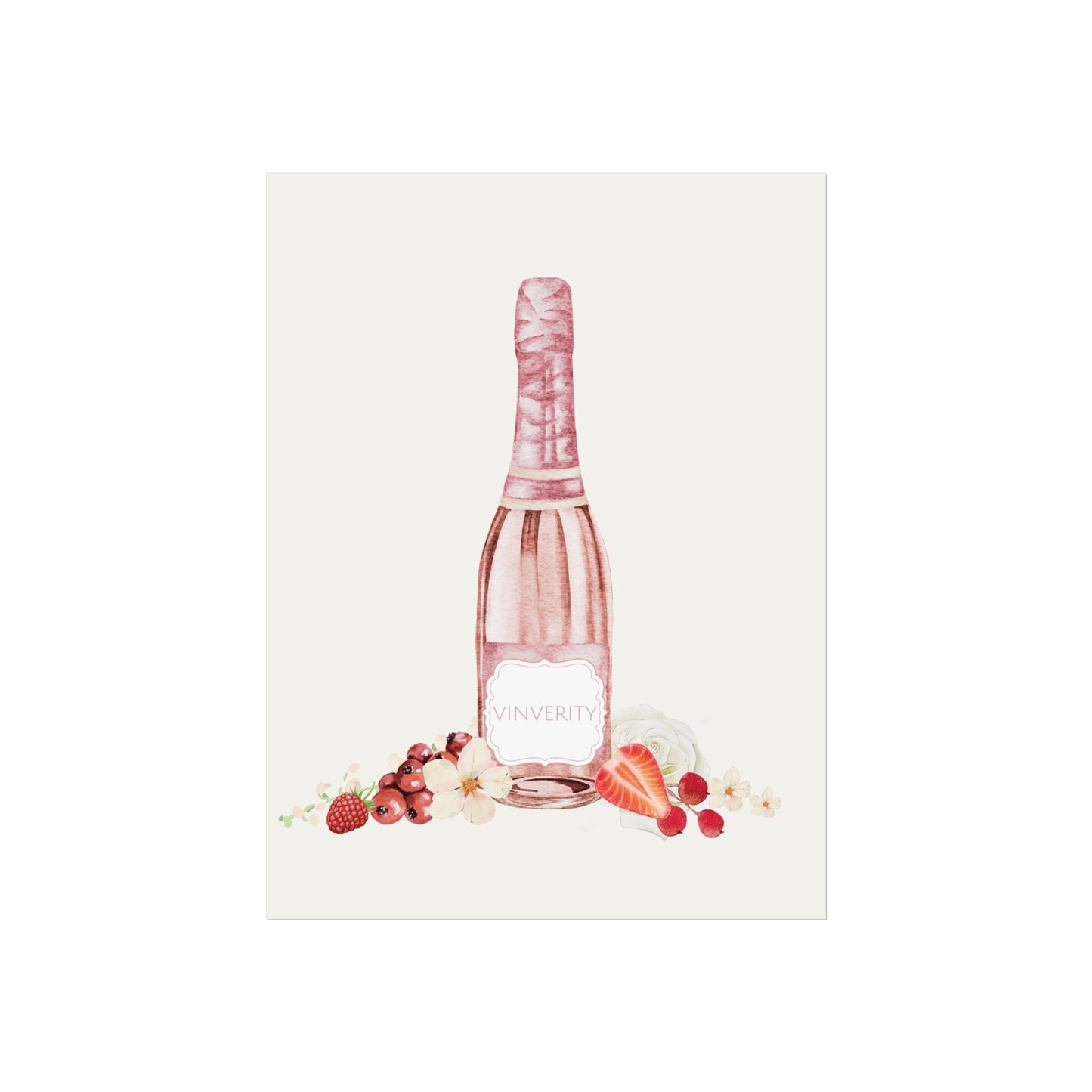 Wine Art Poster "Rosy Bubbs"