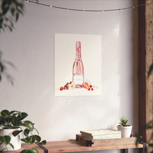 Wine Art Poster "Rosy Bubbs"