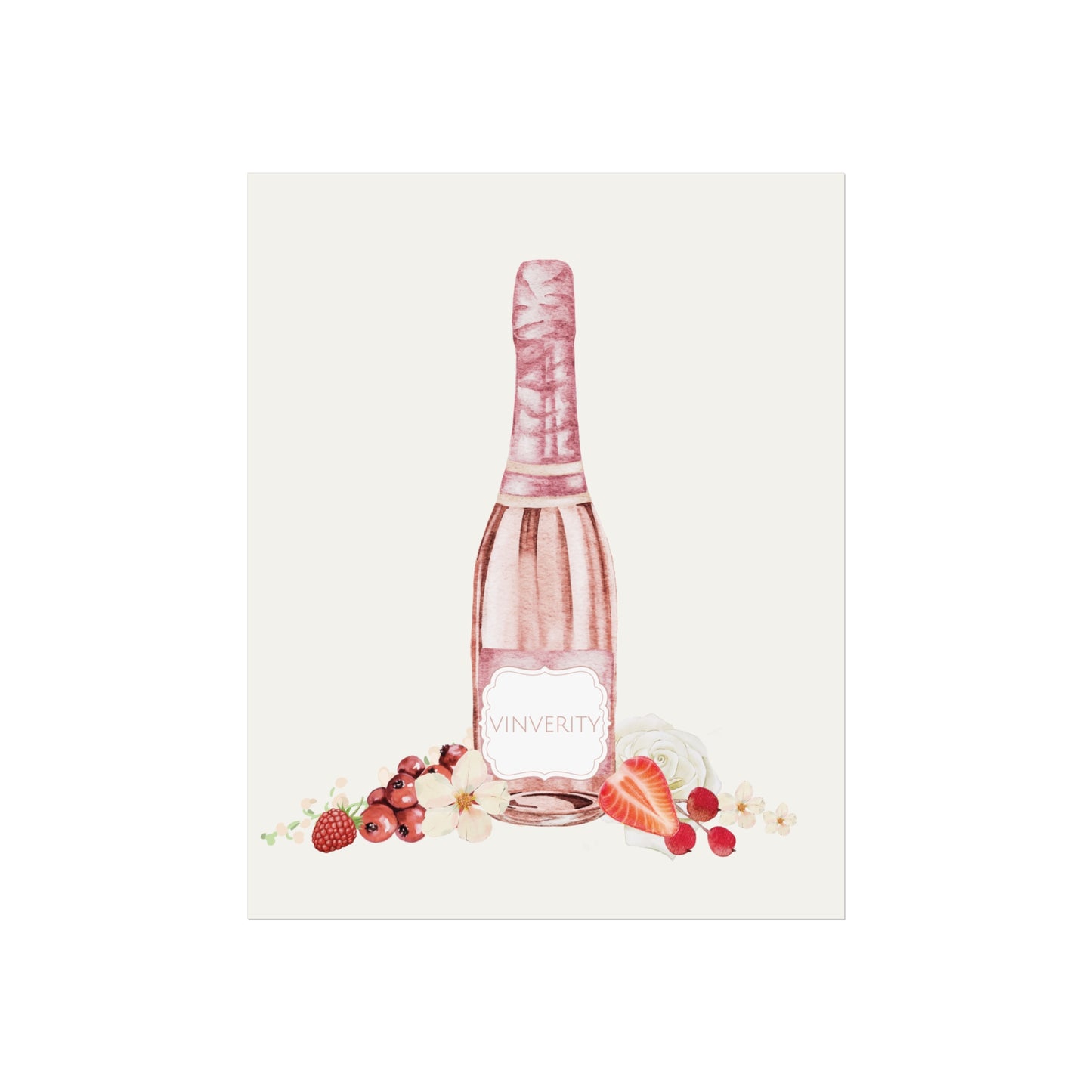 Wine Art Poster "Rosy Bubbs"